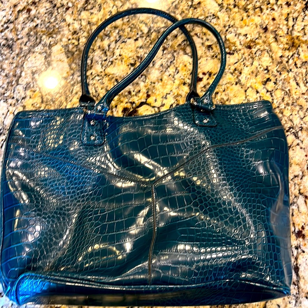 Jade green handbag. Kristin Davis collection. Inside material is cut for space.